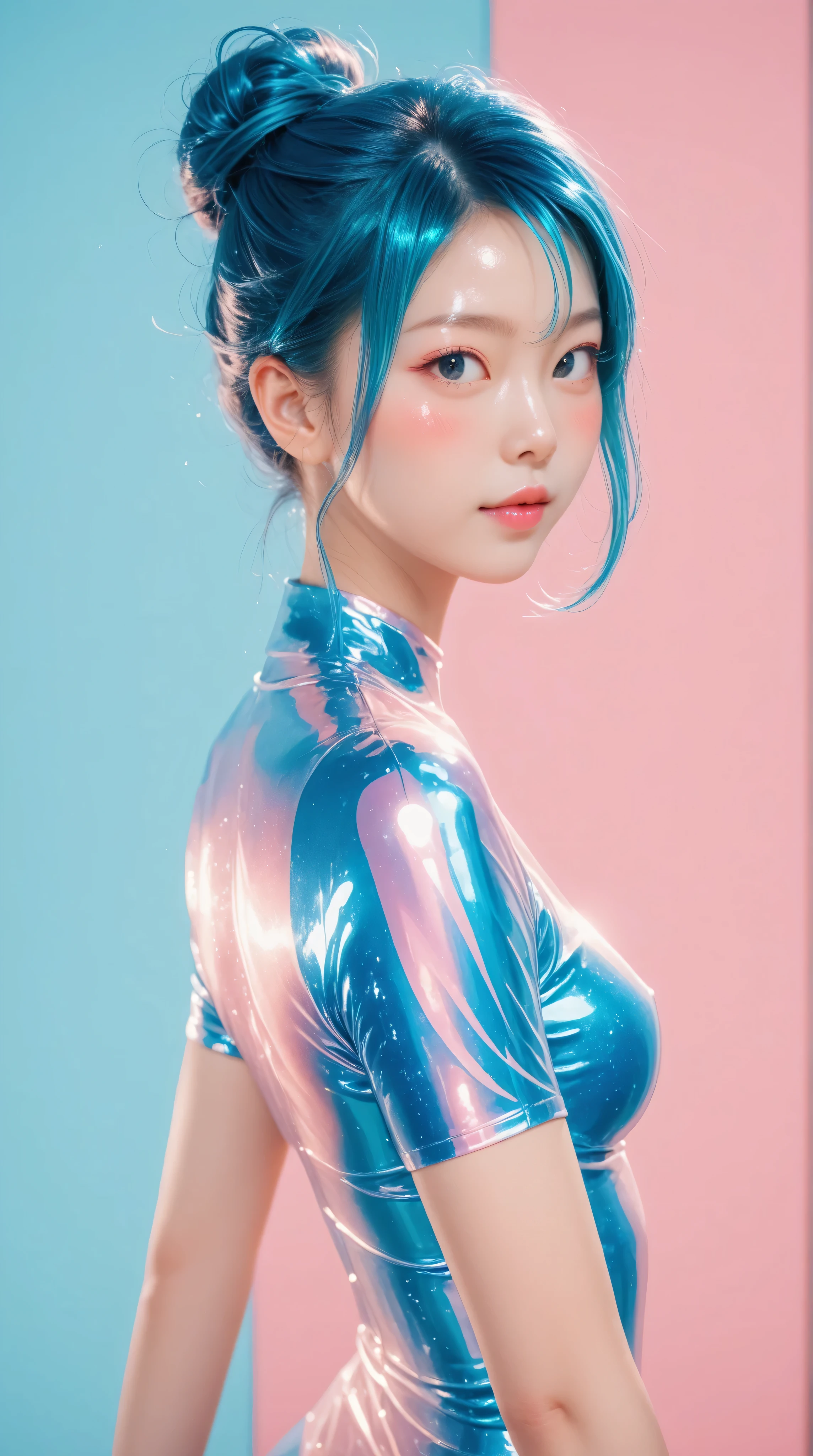 Kizi girl,Highly detailed, Amazing work,Vitreous luster,((clean backdrop)),In pink,(((blue colors))),green color,red colour,Best quality at best,clean backdrop, shiny skin, very young asian girl, ite, slender, perfect breasts, sexy, heavy blushing, submissive,