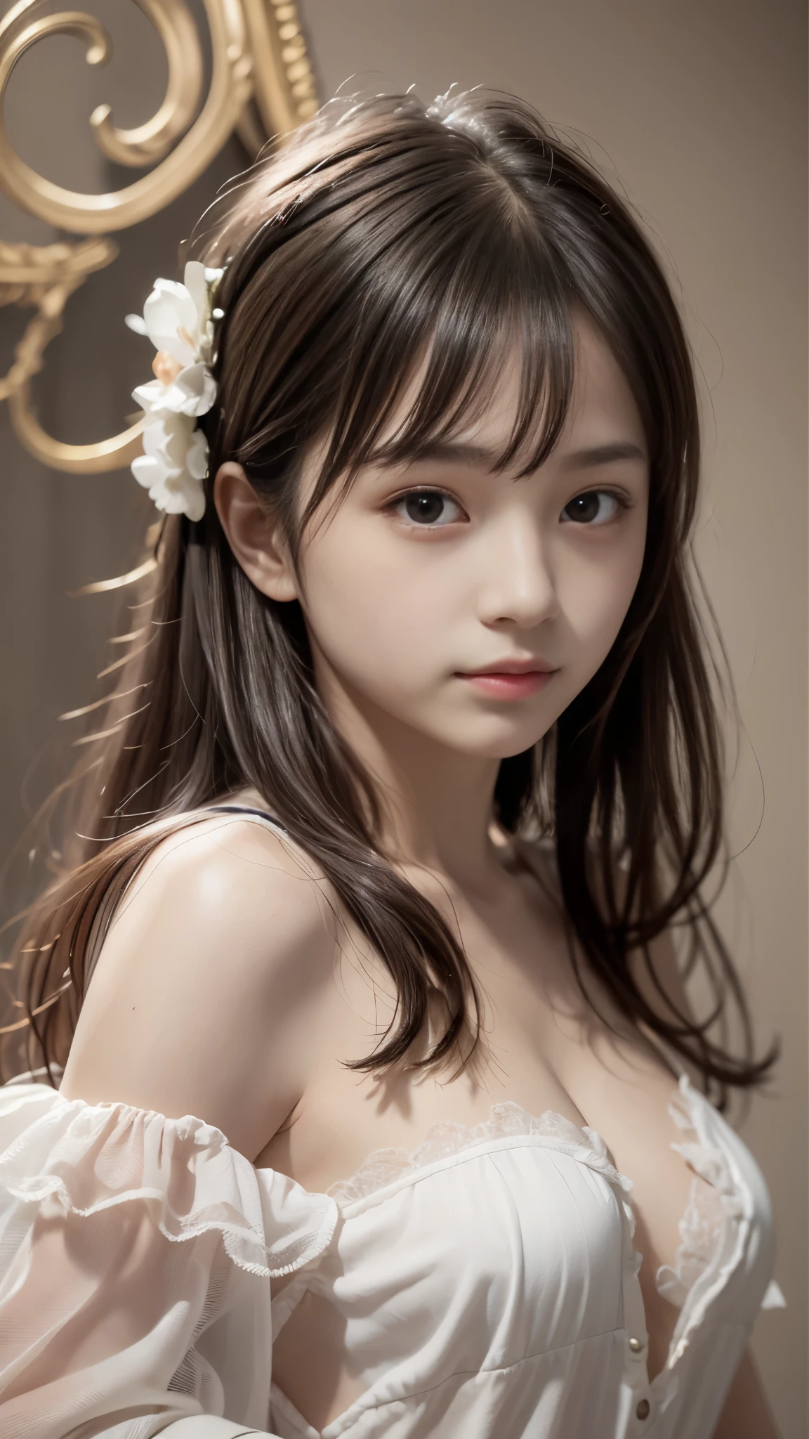 Arafed asian woman in a white dress posing for a picture - SeaArt AI
