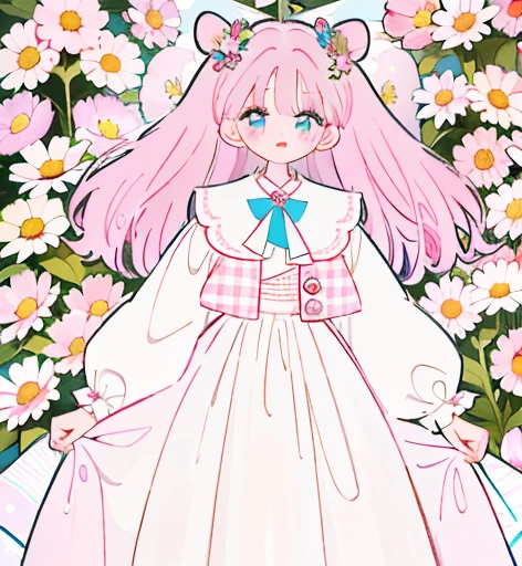 🦋🌸🎀、masterpiece, 最 High Quality , High Quality , ((最 High Quality )), ((masterpiece)), ( Details), 🦋、 1 girl,Design clothes in style、Spring clothes、Lolita、flower、 ears、flowerのカチューシャ、Cape、
Anime Girl Full Length
White clothes Pink frills、Easter、flowerいっぱい
upright pose pixiv popular style butterfly 、