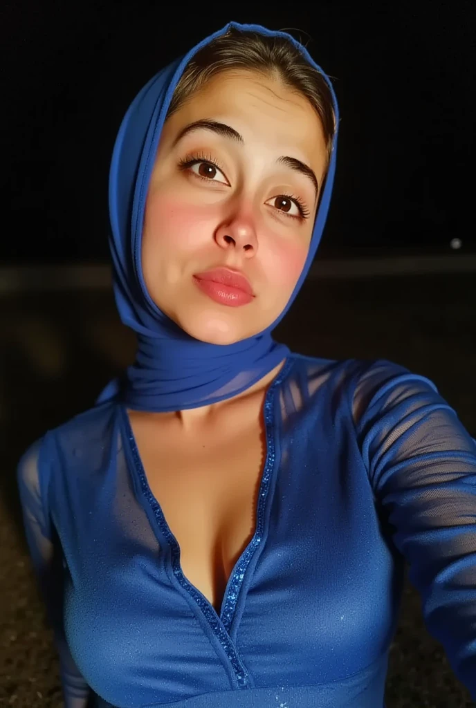 a close up of a woman wearing a blue dress and a headscarf, dilraba dilmurat, beautiful aesthetic face, ig model | artgerm, very beautiful face, very pretty face, beuatiful face, extremely beautiful face, headshot profile picture, sexy face with full makeup, beutiful face, 8k selfie photograph, asian face