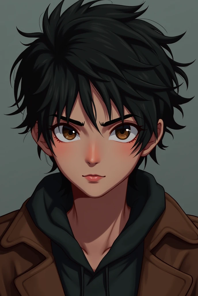 2d character, young, goth, short, nerdy, weird, messy hair, skinny, round nose, ugly, brown eyes apart, freckles, very ugly. --auto --s2