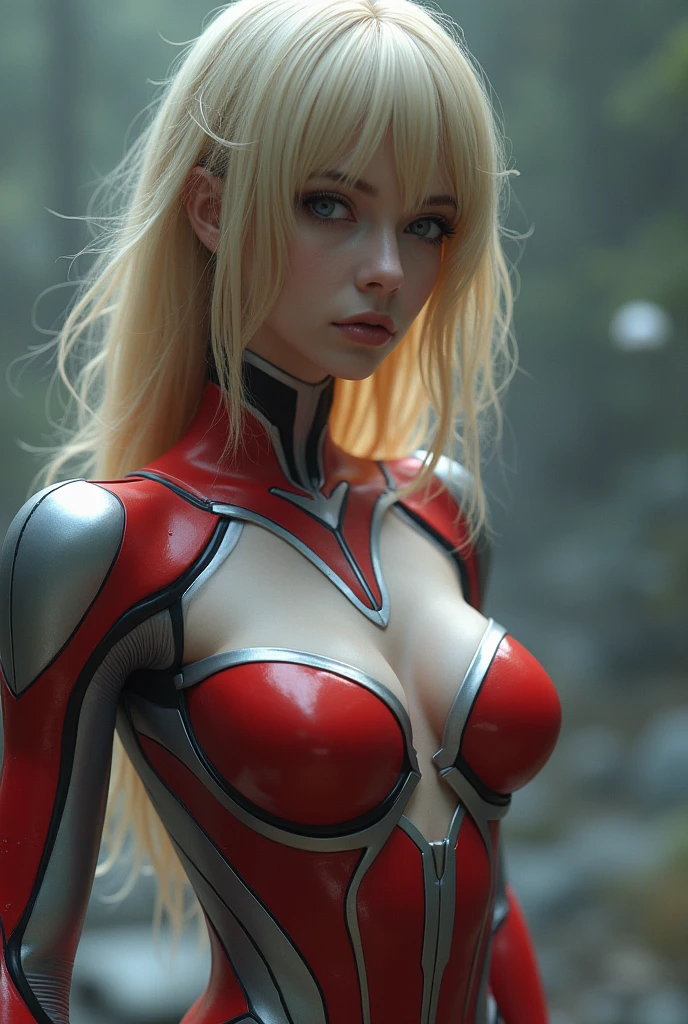 (1 mechanical girl and 1 alien)、(Mystical expression)、top-quality、masterpiece、超A high resolution、(Photorealsitic:1.4)、((Heavy chest)),Colossal tits、Raw photo、1人、glowy skin、(((1 Mechanical Girl)))、((transparent crystal suit bodysuit、The body can see through)).(Natural alien background to fight aliens)、(Small LED)、((super realistic details))),globalillumination、Shadow、octan render、8K、ultrasharp、机器人の背景、Colossal tits、Raw skin exposed in the cleavage、red metal、Details of complex ornaments、Japan details、highly intricate detail、Realistic light、(Mystical expression),CG Society Trenlow Eyes、Eyes shining towards the camera、Mechanical marginal blood vessels connected to neon detail tubes)、(Wires and cables connecting to the head)、Small LED、,Mechanical thighs、Toostock、(Hands are also made of machines)、机器人、future alien、Please wear a mechanical helmet、