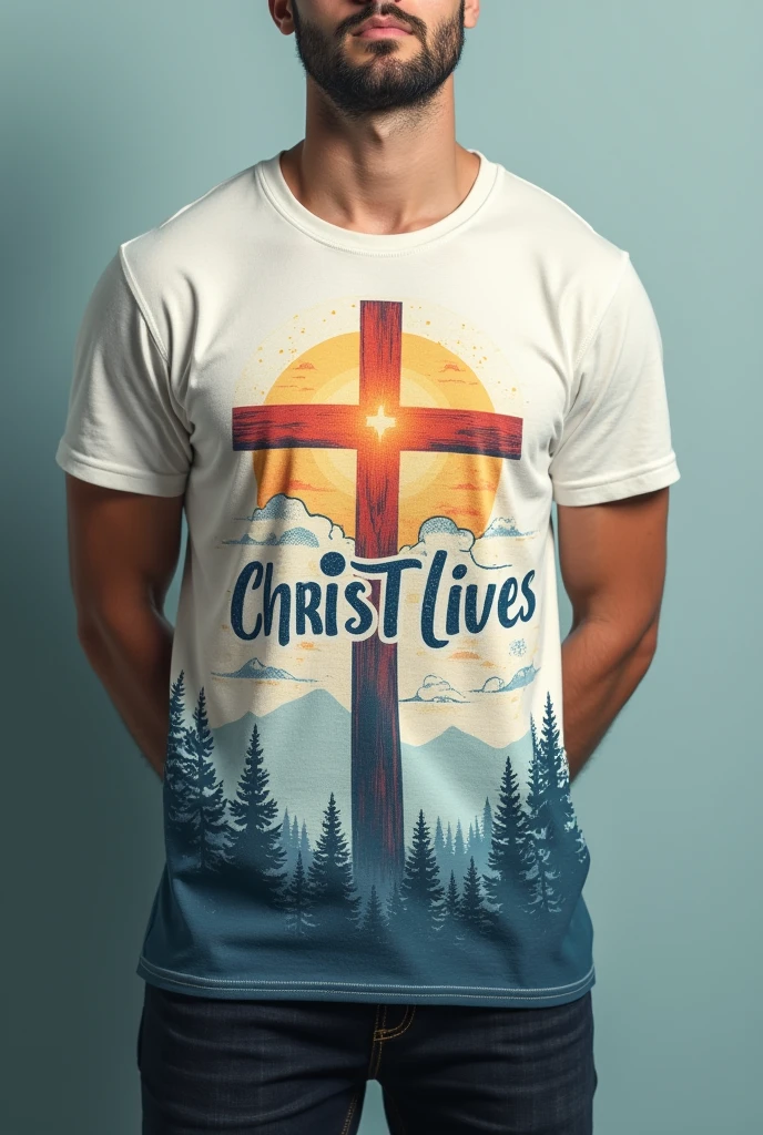 Simple shirt with bible art, cross and boys