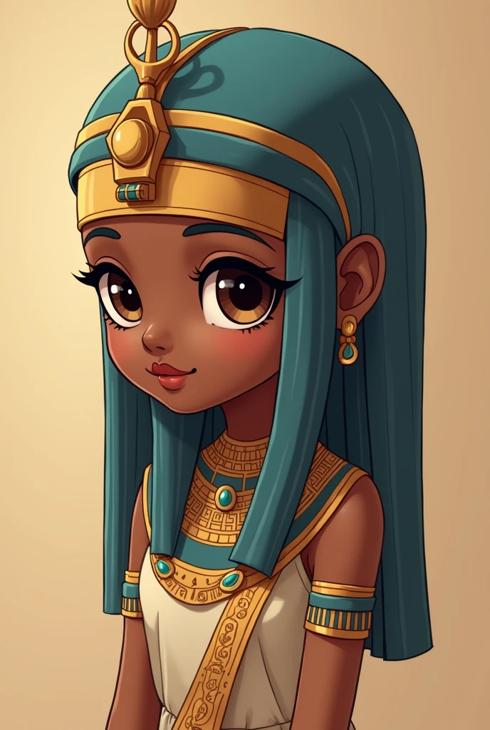 Un pharaon d'Égypte antique à la peau noire en style kawaii japonais. Une photo de profil masculine.