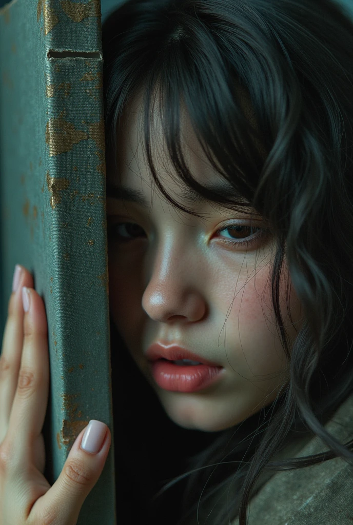 UHD, retina, ccurate, anatomically correct, textured skin, high details, highres,Beautiful Japanese Actresses,1 girl,Toilet open door, doorway,open doordoorway,Face close-up,((oily skin))Sweat glistens from my pores,camisole,