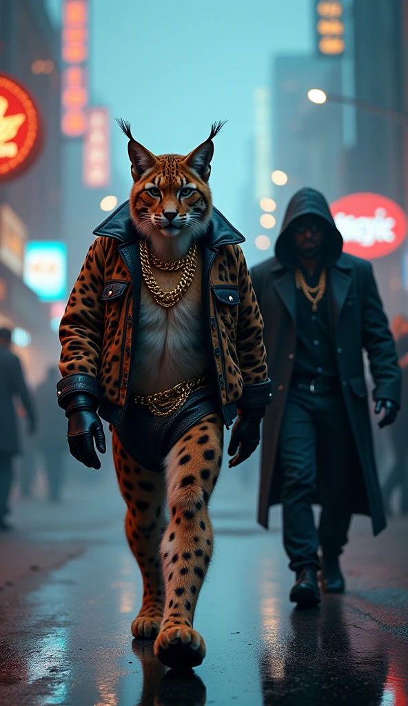 A bull, a panther, a rabbit and a native person, all with gangster clothes