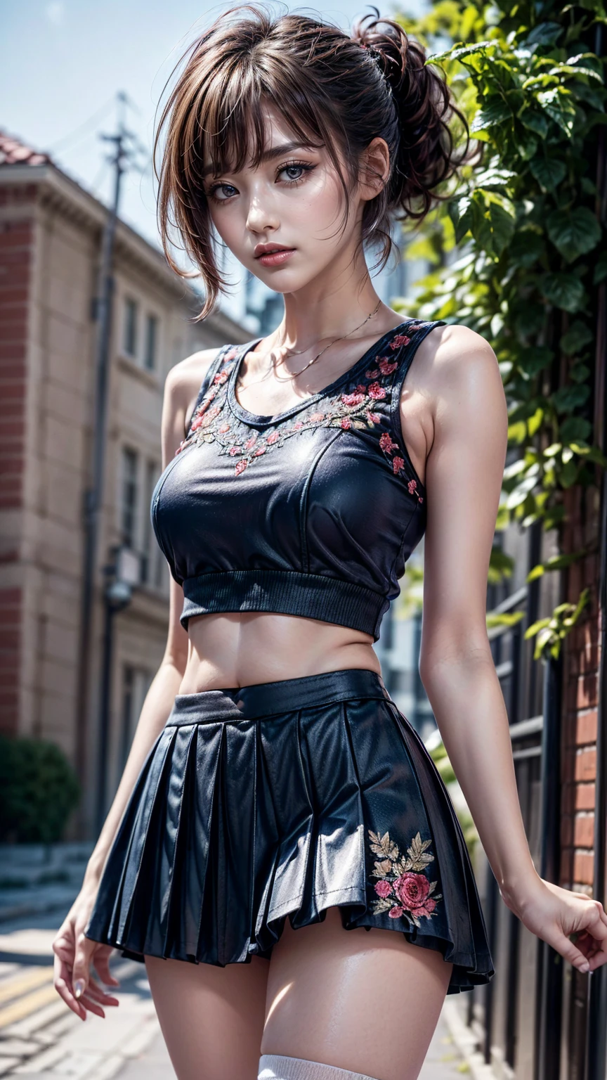 Divide Ratio : 1,1,1 Base Ratio: perfect dynamic composition:1.2,beauty(mixed girl)(madison ivy:0.8)(jessica alba:0.2)(Ariana Grande:0.2) in (Intricately detailed photo of a ((18-year-old))),((photorealistic)),((Hyper realistic)),((sharp focus)),(highest resolution),(the most absurd quality),(masterpiece),((natural, soft lighting during the day)),fashion supermodel,((best high quality real texture skin)),(Highly quality texture hair),((curly hair(((slicked to the two side)))Intricately detailed:1.37)),(perfect proportions),(anatomically correct),((perfect female body)),((firm normal breasts:1.2)),slim face,beautiful cheekbones,((long legs)),(swell-muscled body),(Super beautiful face),(realistic face),(highly detailed face),absurd,(Intricately detailed eyes),(tired and sleepy and satisfied:0.0),a woman's eye with a digital rendering,realistic eyes,perfect round eyes,finely detailed pupils,BREAK(brown_eyes),detailed lips,(red_lipstick),(pink_makeup:1.28),(Detailed nose),full bodyesbian,dark shot:1.2,((Intricately detailed sports crop top:1.3)),((Intricately detailed short dress:1.25)),dynamic pose,((turn back)),((back shot)),look at the viewer,(Erotic,dynamic pose:1.44),((city),walking),On the street,((Earrings, pendant, bracelet, handbag)),