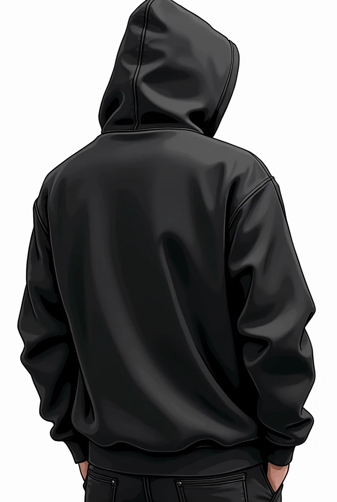 a close up of a black hoodie on a white background, lineart by Niko Henrichon, instagram, sÅsaku hanga, black hoodie, hoodie, black hoodie techie, in a black hoodie, back - view, wearing a black hoodie, black color, dressed black hoodie, listing image, hoody, Hodie Mihi Cras Tibi