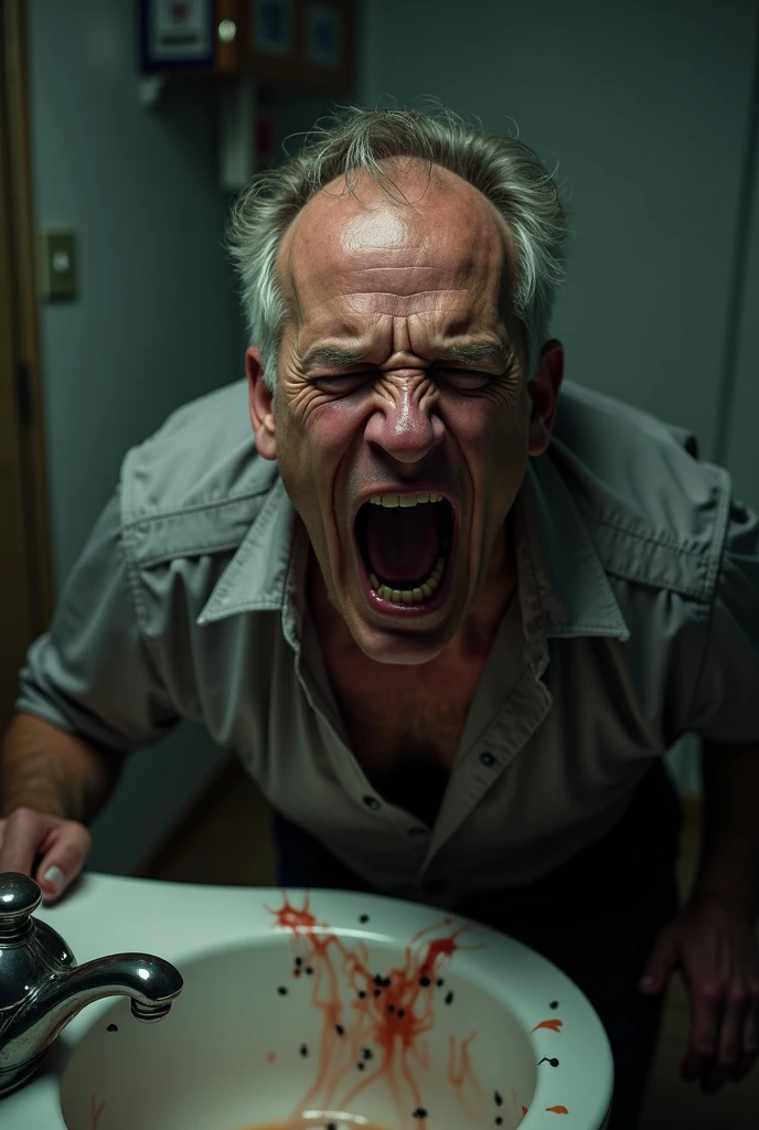 A man is eating his poop