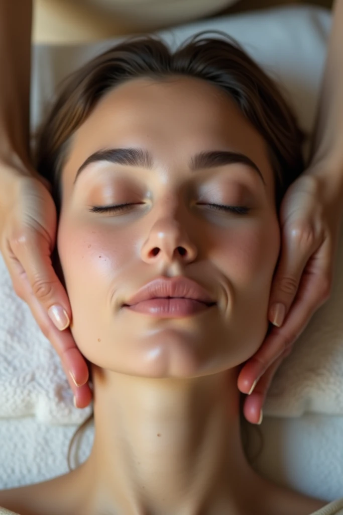 Woman receiving cum on her face and chest