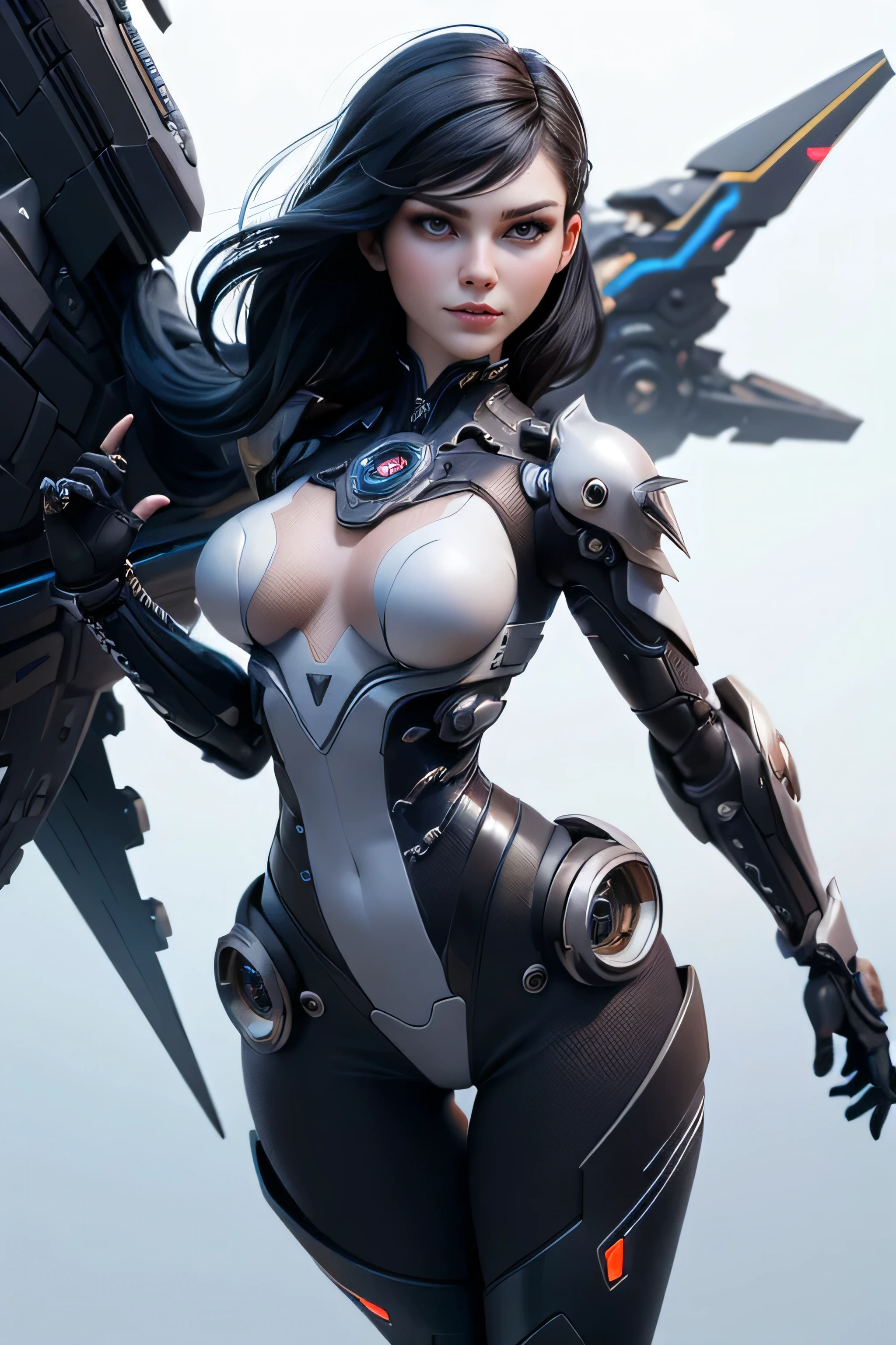  Woman futuristic costume , cyberpunk, magnificent anatomy ,  Dynamic Pose , face to the camera,  gears and bolts , mechanical engineering ,  masterpiece , super detail,  lyrics,  composition epic character,  natural lighting ,  sharp focus,  ultra resolution ,  plain white background , without patterns, No textures.