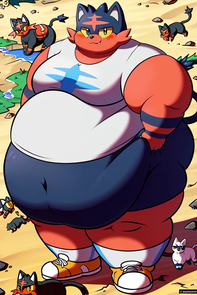 chernobog, big belly, chubby, masculine focus, stomach, underwear, bulge, big balls, nipples, full body dancing, crescent moon