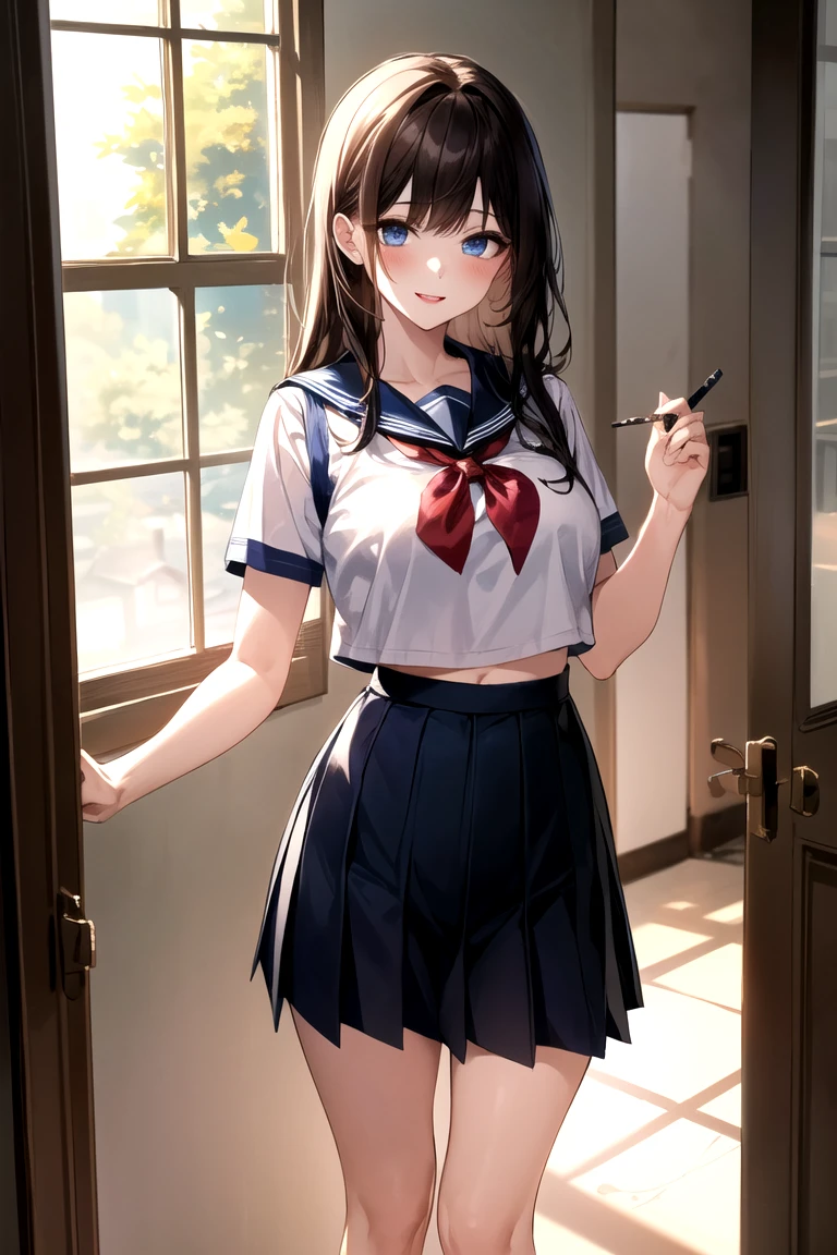 thin girl in y school skirt and underwear