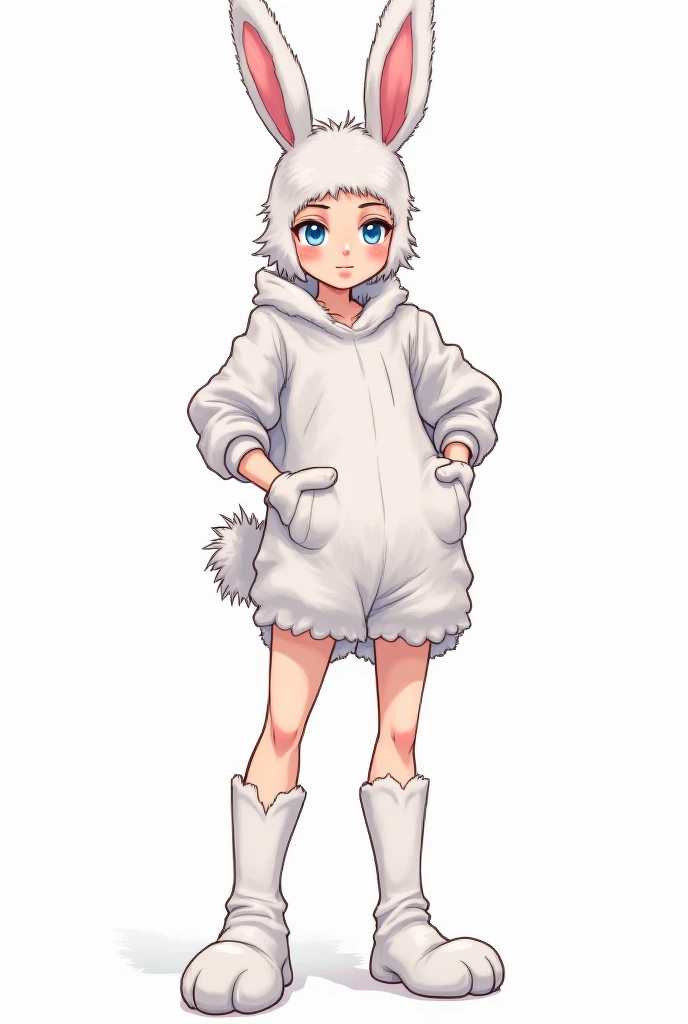 Monochrome manga style, youthful girl aged 18, striking blue eyes, porcelain pale skin, luminous white hair cascading down, hourglass figure accentuated in form-fitting bunny costume, average height enhancing relatability, expression radiating playful charm and innocence, dynamically posed within an enchanting backdrop, intricate detailing emphasizing character features in traditional manga style, expressive large eyes drawing viewers into the narrative, soft shadows and highlights creating depth, sharply defined lines emphasizing contours and movement, whimsical touches reflecting the playful nature of the bunny costume, characters illustrated in a way that embodies the unique aesthetic of manga with smooth hatching techniques, careful attention to fabric details of the costume blending texture and form, capturing the essence of youthful exuberance in a light-hearted narrative, visually appealing composition highlighting enchanting innocence and charm, monochrome palette enhancing dramatic effect, sharply contrasting blacks and whites, perfectly balancing character design with background intricacies, balancing light and shadow for a dreamy effect reminiscent of classic manga aesthetics.