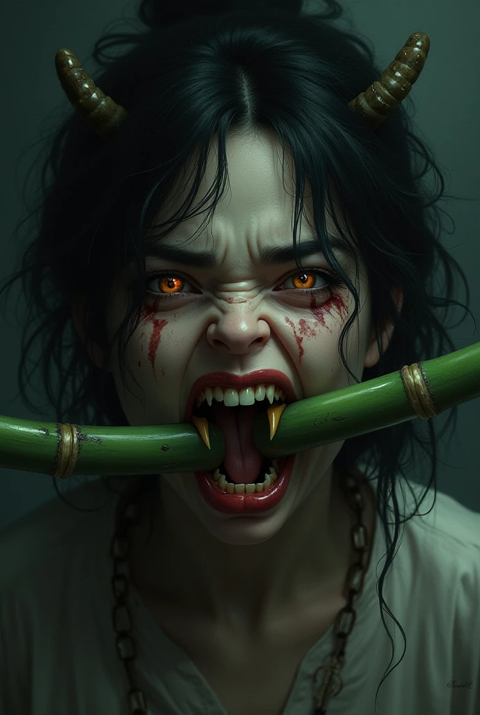 Her full body is shown giving a Blowjob while laying On a bed, She is sucking on a man's penis, she is biting into a man's penis with her sharp fangs, she is also a cannibalistic sexual demon, she has a perfect face with full libs and razor-sharp fangs, They are in a old creepy house in the bedroom and she is on top of the man, realistic blood on the man'loody, and violent, Her Full body is shown on a bed with a man as she is on top of him biting into his with her sharp fangs, realistic blood, perfect eyes, Perfect anatomy, realistic, gore, realistic skin and flesh, she is a vampire who feeds on innocent men, she is a virgin killer, she is biting deep and hard into his with her sharp vampire fangs, blood is dripping from his , she is trying to bite his off so that she can eat it, she has very sharp vampire fangs, she has a perfect athletic body, she is skinny with small perky boobs, she has abs and defined muscles, her skinny body is perfectly proportioned, she has a crazy look in her eyes, she is a sexy sadistic addict , a sexy tight dress with Long black stockings, she also is wearing black high heels with red bottoms, there is blood everywhere as she is biting into his with her sharp fangs. She has a perfect face, perfect eyes, and perfect bone structure, she has a skinny body with defined abs and muscle