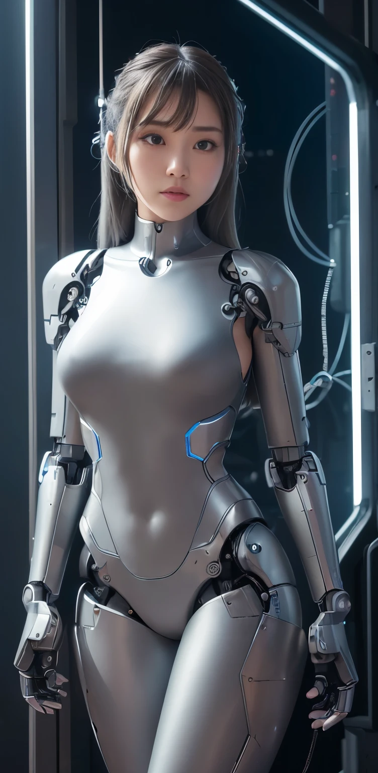 Beautiful futuristic female android, robot doll face, big eyes, perfect android girl, retrofuturistic female android, female robot, beautiful female android, female android, beautiful android woman, beautiful female android!, beautiful white cyborg girl, Cyborg Barbie, cute cyborg girl, science fiction android woman, cyber suit, beautiful cyborg girl, cyber suit, robot girl