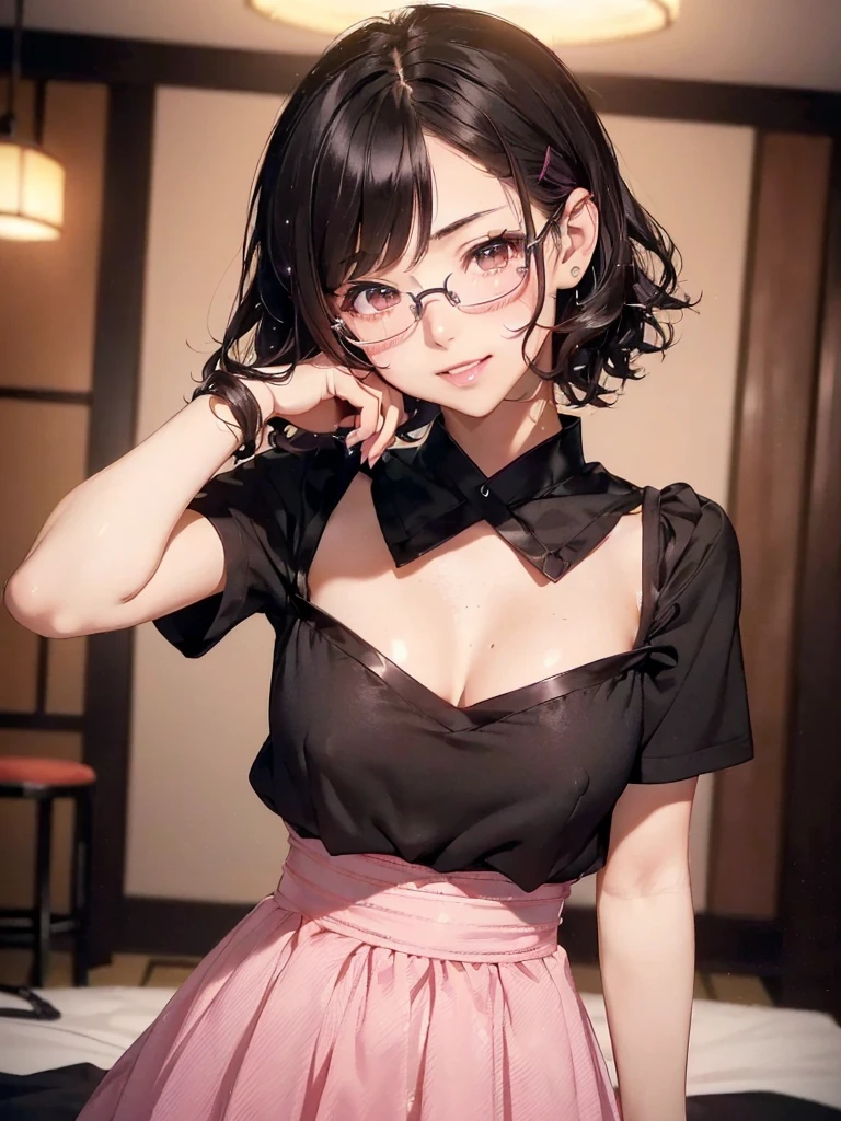 (masterpiece, Highest quality, It captures a very cute moment, Depth of written boundary, Super detailed, Ultra-high resolution, C4D, Octadale, 3D Modeling,Realistic human photos、 8K, 16K, One Girl,Middle school students, Small breasts,Black Hair,short hair,Straight Hair,Light brown eyes,White headband,Wearing black glasses,Cute face), Bloomers, Black tank top, zettai ryouiki, Wet clothes,Classroom Nights,Moonlight, Good elevator, Take off、Real-life skin、Not an anime、Realistic、Not an illustration
