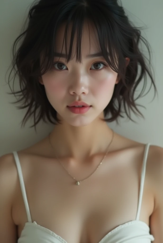 ((Highest quality)), ((masterpiece)), (detailed), (A lot of semen on the cheek),One Girl,beautiful girl, short hair,Nipples,Squint your eyes,Blushing,Beautiful breasts,Genuine,double eyelid,Sexy mole,Tear bags,Pretty lips,Wet Skin,Beautiful,Heart-throbbing,Moe,Cool beauty,Angel Smile