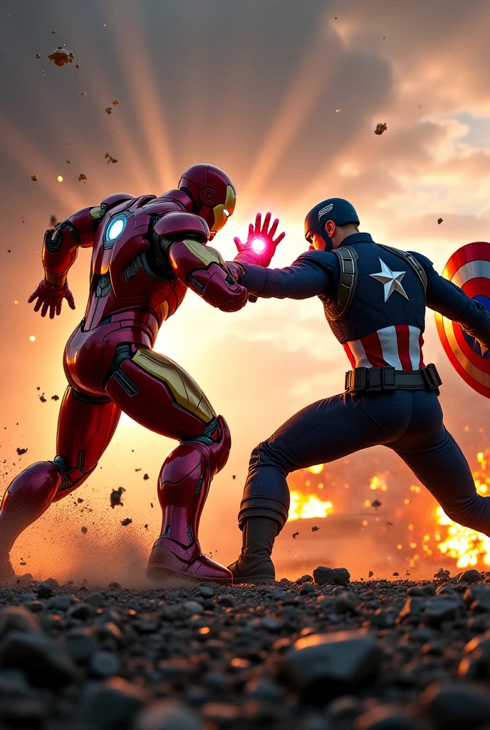 Iron man Fight with Captain America mars background