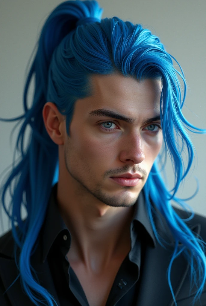 blue hair male character 