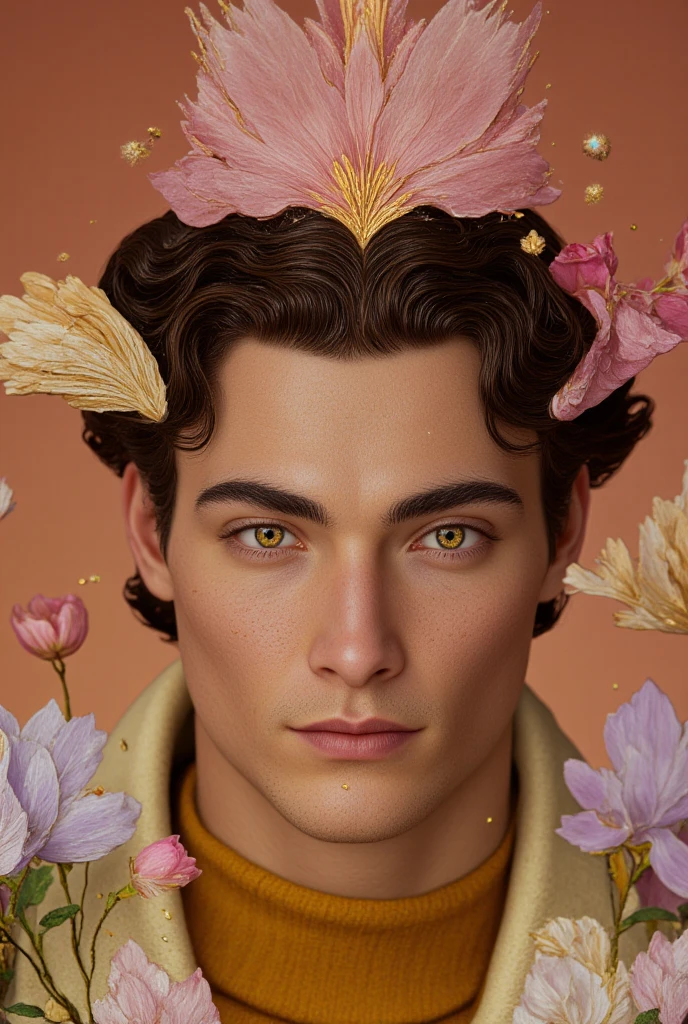 Surrealist Art Nouveau male , Junior fashion, Pacific Islanders, Light blue eyes, Curly ears, High jawline, cheekbones, Chestnut crew cut hair, Sarcasm,, Engaged in astral projection, Seek knowledge from the outside, witch, (astronomer,an avalanche of snow,dashed,Spray foam insulation Brownian motion,solid,astral,Dodecahedron,Pentagon magic:1.0) Lightning magic , Standing tall, One finger forward, Directing energy, Wisps of fire, SimplepositiveXLv1,Ultra-high resolution, the wallpaper, 8k,Rich texture details, ultra - detailed, Detailed eyes, Detailed background, Dramatic angle, Professional lighting,Epic composition, . elegant, decor, Curved form, Inspired by nature, opulent, Detailed . Dreamlike, mysterious, Provocative, sigature, Intricate, Detailed, middke name harsh