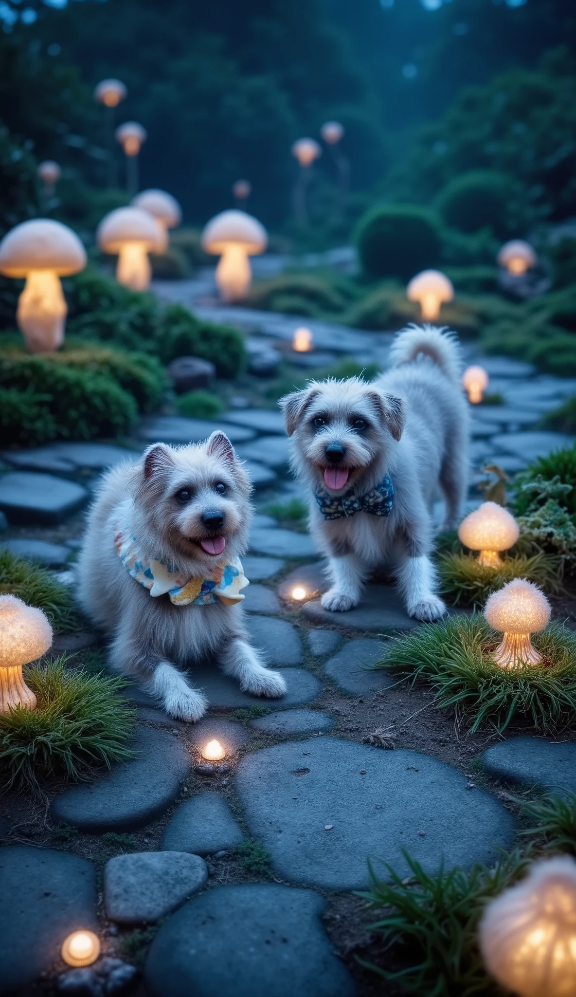 (Cat and dog, cute adorable , jugando en el cotton cloud path :1.5), extremely detailed face and features, surrounded by bioluminescent fungi , cotton cloud path , ( envelopes,4k,8K,highres, masterpiece:1.2), ultra-detailed ,( realistic ,photo realistic ,photo- realistic :1.37), dark fantasy, Gothic, conceptuarl , arte digital