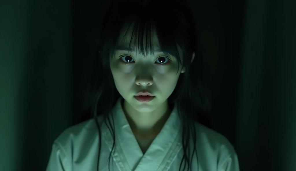 Create an image of the Japanese college student looking at the masked figure, who is standing still and staring at him. The figure is asking something, creating a suspenseful atmosphere."