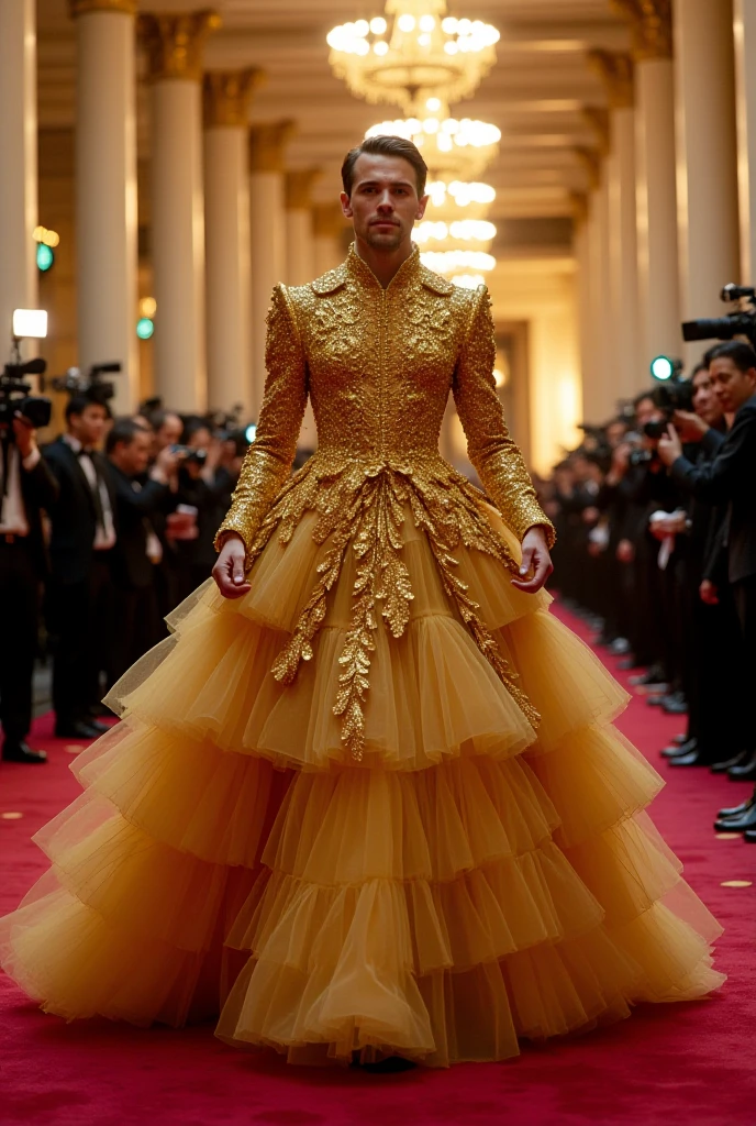 A picture of Kylian Mbappe, The hero of football, as a renowned fashion designer presenting his latest collection in a glamorous runway show. Vestido impecavelmente, He parades with confidence, exibindo seu talento criativo e talento no mundo da alta costura.