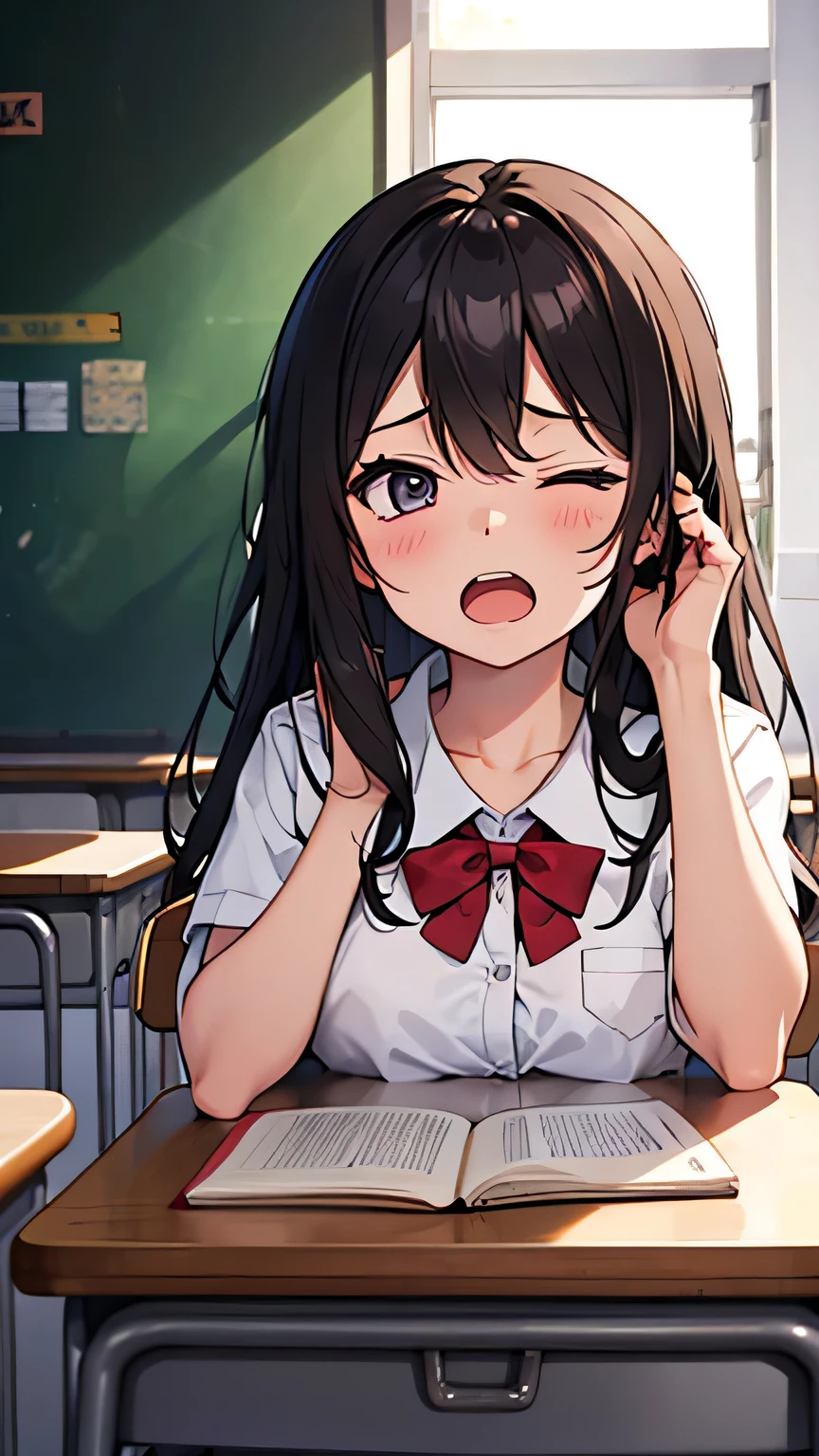 Classroom yawning girl