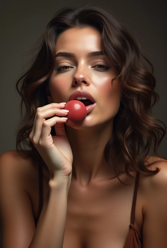 A naked girl sucking a penis