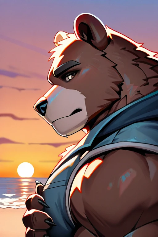 (Best quality at best, A high resolution:1.2), Artistically, Delicate fur, Alone, 詳細な目, 詳細な目, Male Wolf, (Body close-up), large pecs, Side view, exhausted face, large bulge,The erection