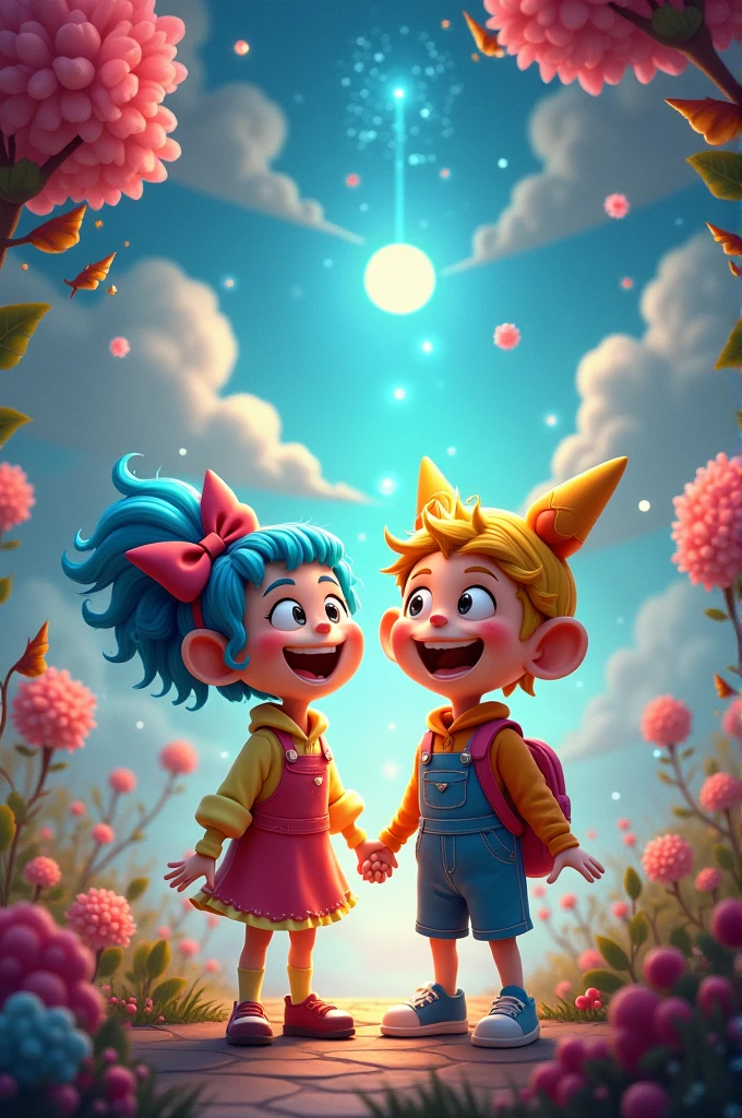 Create an Image in the cartoon model with Fantasy Characters in a suggestive position
