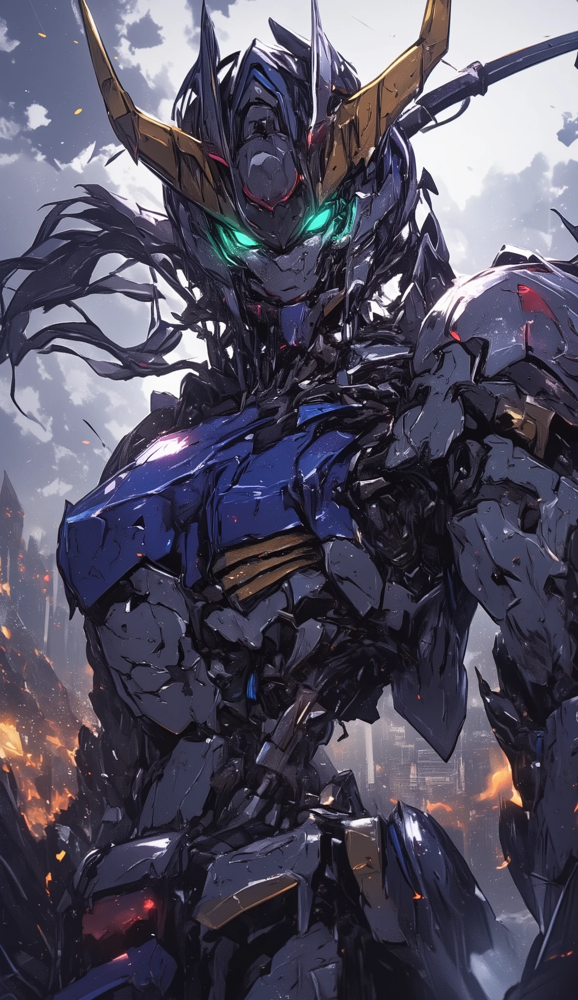 Samurai style Gundam, HD , Detailed Images , bright lighting , holding a sword 、