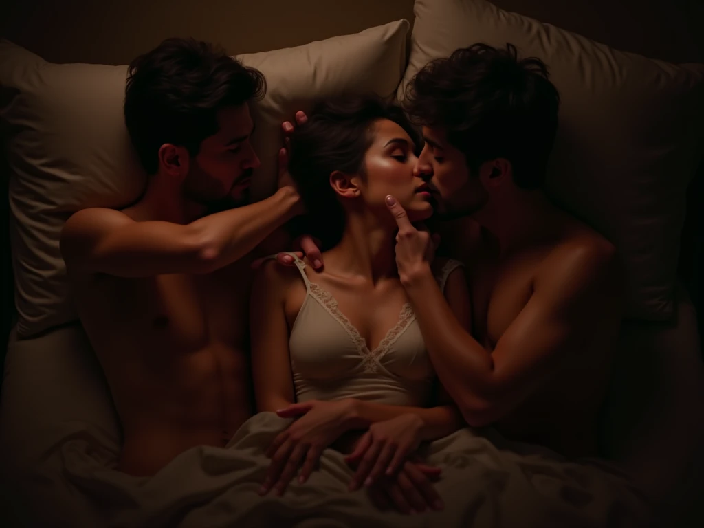 3 woman kissing 1 guys