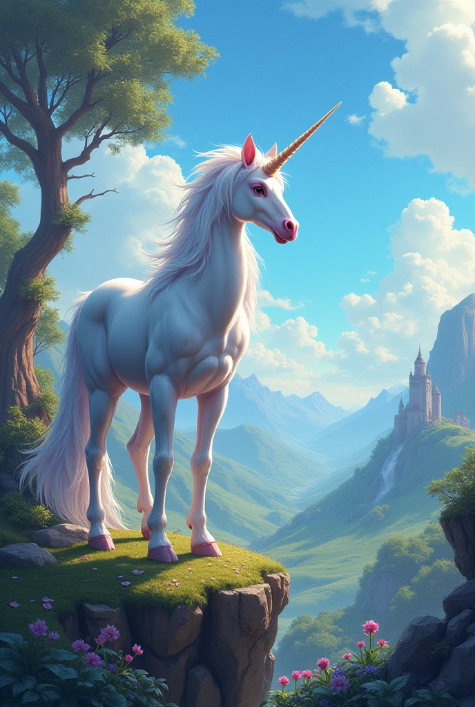 score_s, score_l, score_h, score_xlunicorn, Very photorealistic,full body,grey horse,A single sharp horn grows on his forehead,Illusory scenery, Dreamy