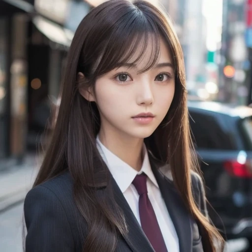  long hair, woman, suit, slender, Age 25,  Japanese