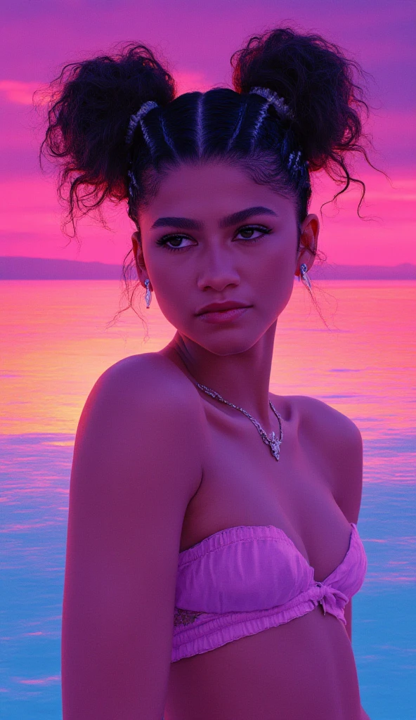 1girl, head phones, under pink bubble water, (18 years old), (Latina), very dark skin, wide shot, (pink strapless dress), (Masterpiece, Professional lighting, 16k, 8k wallpaper, raw photo, photorealistic:1.8, ultra detailed, natural lighting, detailed skin sexy pose, open mouth, big lips, night time, eyes closed, pink light, steam, pink foam