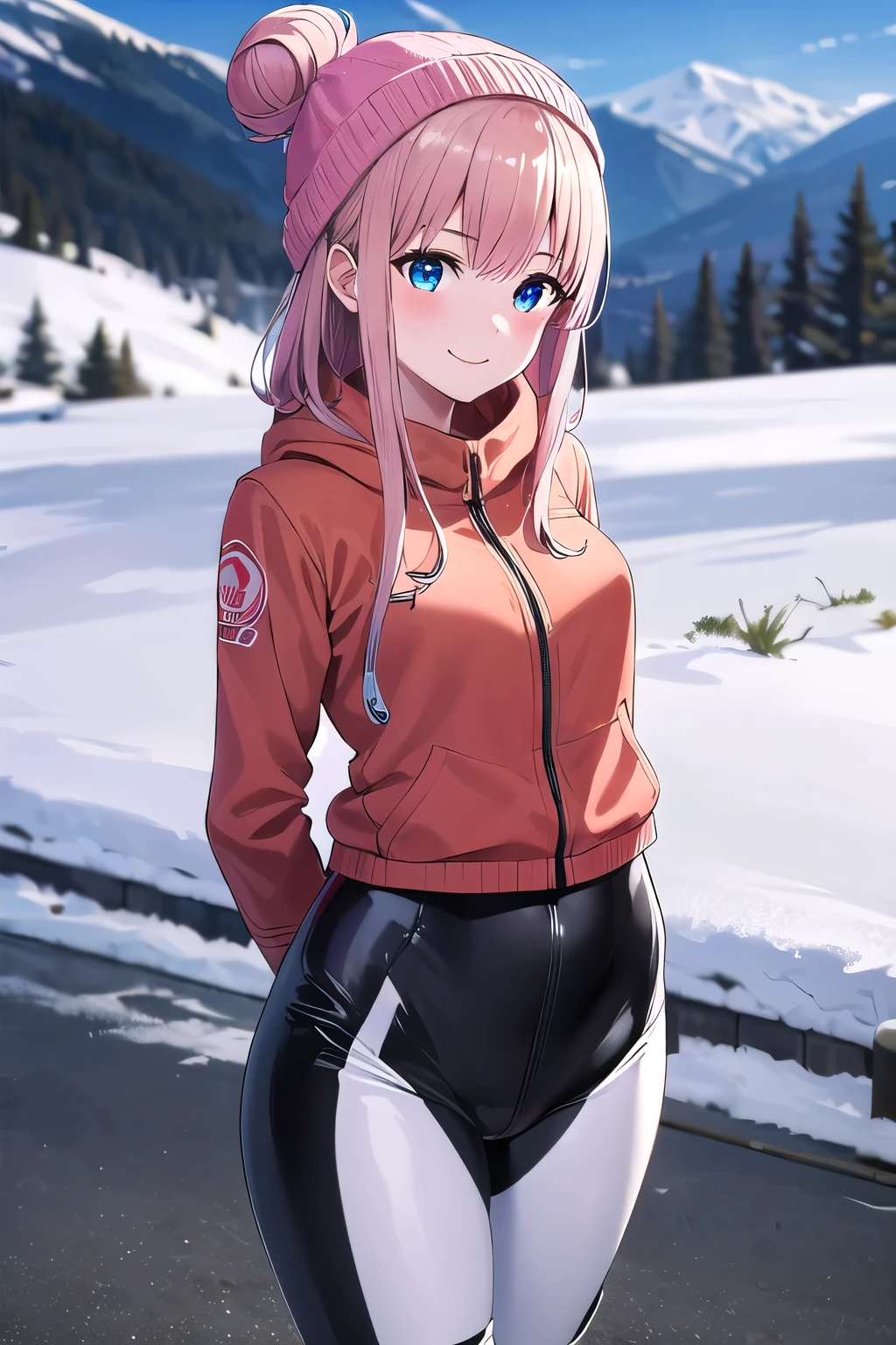 Nino Nakano ,sexy ,ropa deportiva ,christmas pine snowy forest
