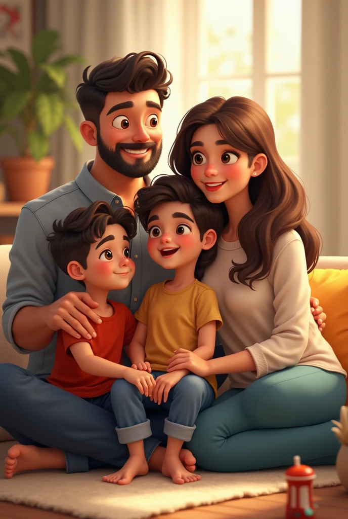 Mother father  with younger son and daughter 