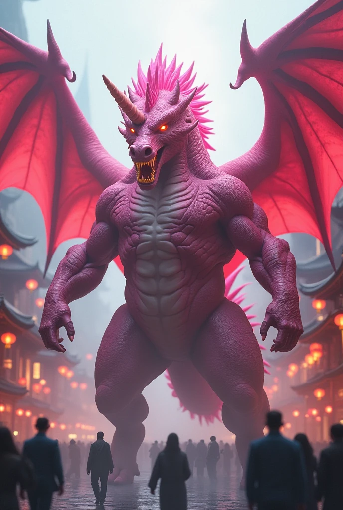 Dragon, Multi-Colored Body, Male, Solo, Horn, Dragon Tail on Front, Middle-aged, Front View, , Bulge, Correct Hands Anatomy, Correct Fingers, Correct Anatomy, Hands on side, Looking Viewer Confused, Tail on side,  Beach background, Furless, Hairless, Scales, Muscle: 3, Muscular Body, Big Pectorals, Pecs, Tattoo on Pectorals, Dragon Tail, Dragon Wings, (Photorealistic, Realistic shadows, depth of field, Wide Dynamic Field, Dark Shadows, HDR, Low Light: 1.2, Low Angle Half Body Shot), 