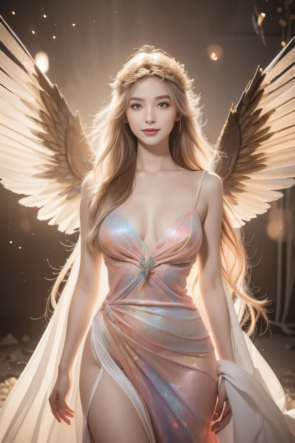 Best quality, best quality, beautiful and aesthetic, one fairy girl, very delicate, fractal art, colorful, supremely delicate, zentangle, dynamic pose, fantastic abstract background, sexy traditional dress, shiny skin, rainbow hair, many colors, upper body, smiling.

and fox.

universe、brain、consciousness、think、god、soul、body、connection、Light、

transparent、dazzling、energy、

Fantasy art, luminism, fantasy acrylic, digital painting, brave fox. Close-up of a big winged fox with magical fantasy white fur, magical creature made of flowers, birds, moon and star colors, big reflective eyes, colorful paint fantasy style, paint drops, color waves, close-up portrait, color drip, fairy tale, dynamic lighting, art station, masterpiece, gold glitter, bubbles, transparent smoke, sun rays,