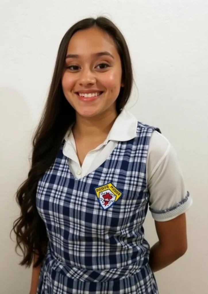 Chica sexi en el colegio con falda muy corta y sin playera