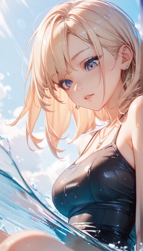 (masterpiece, best quality:1.5), (ultra detailed, high resolution, 8k, beautiful detailed, UHD, best anatomy), blonde hair, small breasts, 1girl, barefoot, glass art, glass, Beautiful gradation, wondrous, break glass, Glass background, Everything is cracking to pieces