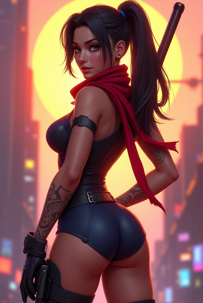 Highly detailed RAW Photo, beautiful young girl, from behind, (wide hips), (detailed skin), (detailed lips), (detailed eyes), (devil:1.4), (cactus:1.1), (Sci-Fi setting) (detailed face), (curvy), detailed eyes,  ( depth of field, soft lighting, masterpiece, best quality, intricate), (lens flare:0.7), (bloom:0.7), particle effects, raytracing, tone mapped, highly detailed, concept art, smooth, sharp focus, dramatic lighting, highly detailed artwork, cinematic, hyper realistic painting, trending on Artstation, 8K, incredible shadows, realistic, (highly detailed background:1.2), art by midjourney, (red palm print on butt:1.4), gap between the thighs,