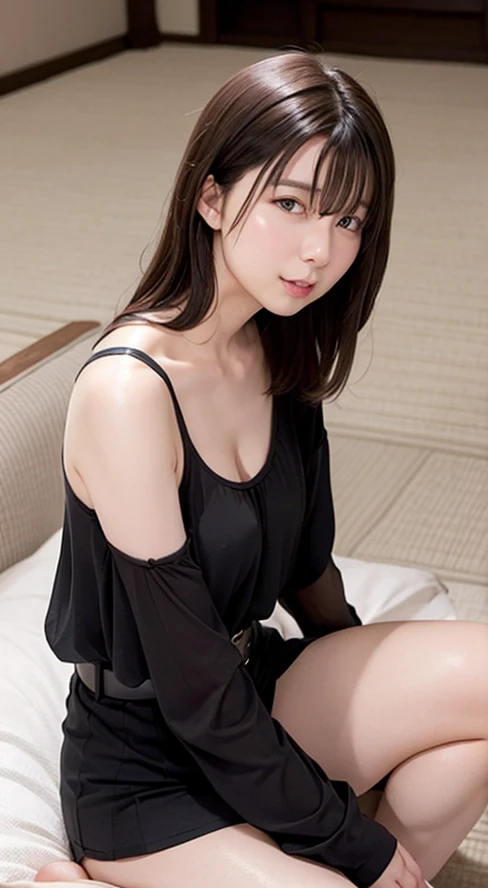 (In 8K，highest quality，masterpiece)，(Realistic，RAW Photos，Super Fine Clear)，Realistic Light，Detailed skin，Beautiful Japanese Woman，((30-year-old woman，))、Businesswoman、Office Fashion，Sexy navy blue panties、kneeling to spread legs，Emphasis on the crotch、Thin legs、fine grain，Detailed fingers、thin、expression，In a stylish bedroom、a place where there are no people、Asian Eyes Era
