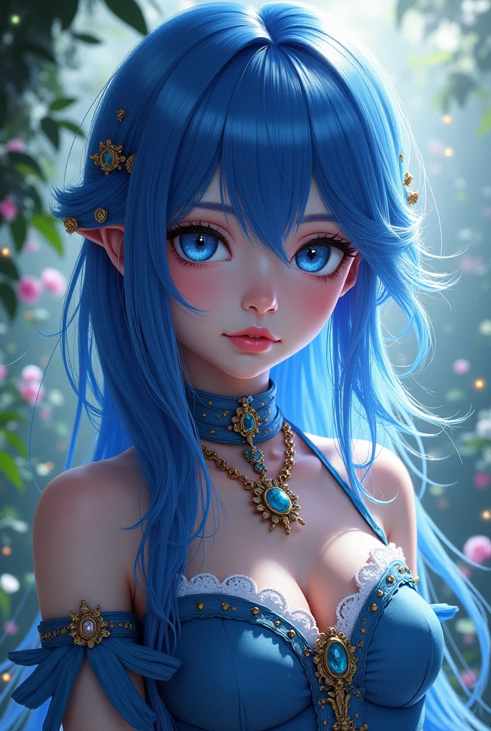 Girl with blue-pink hair and peacock feathers, inspired by Nari Hiko-kun, CGSOCIETY, 🌺 anime style. 8K, anime style 3D, popular on CGSTATION, 8K high quality detail art, Guvez style artwork, fantasy art style, realistic anime 3D style, anime inspiration, anime style mixed with Fujifilm