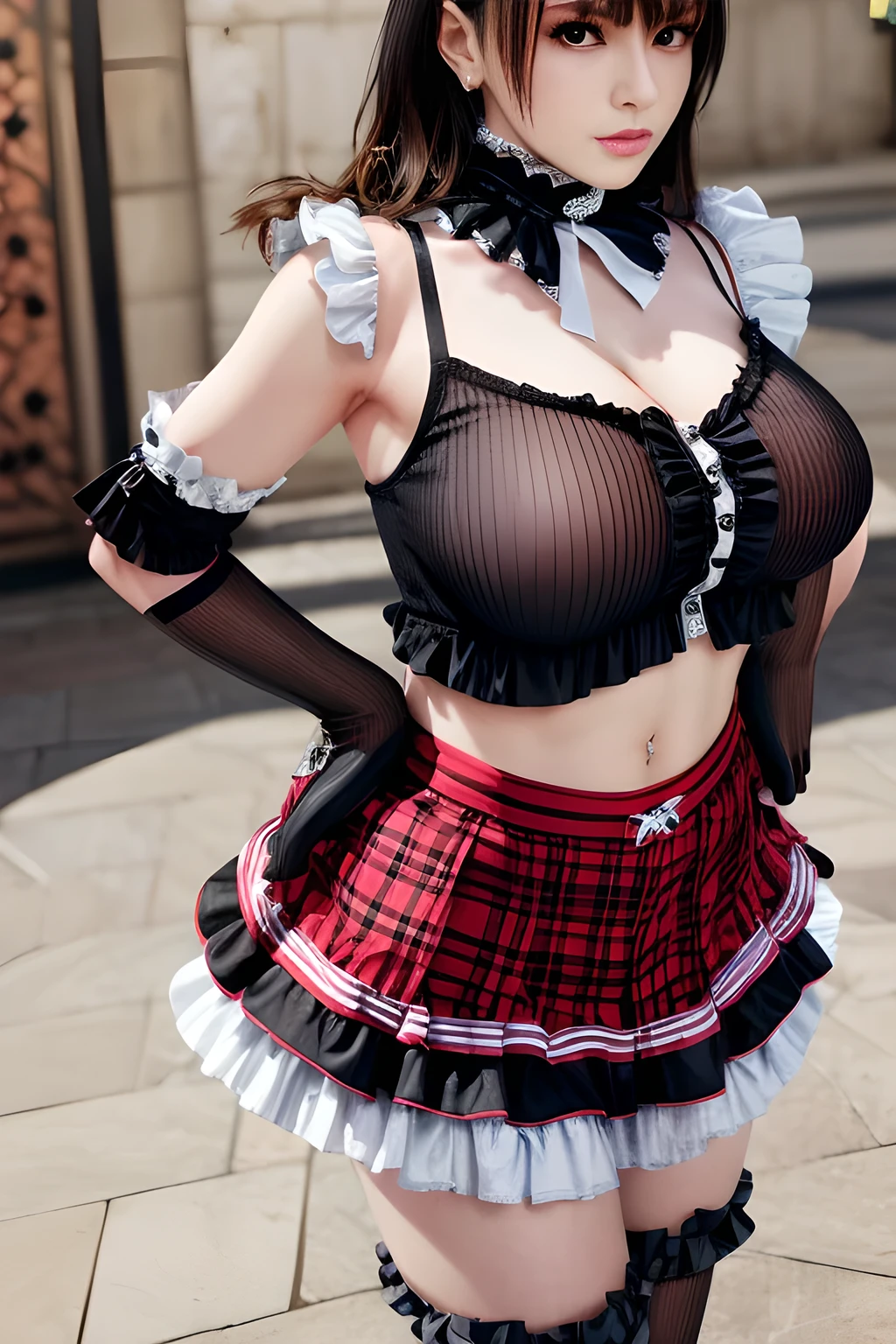 captain of the pirate ship,big breasts,beautiful japanese,i can see the valley,have a navel,i can see thighs,wearing a pirate hat,he is wearing,Puff-sleeve shirt or blouse,corset,Wide-leg pants or skirt,be on a pirate ship,frill,lace,(lace-up boots:1.1),__dynamic pose__,__hyoujyou__,__angle__,huge breasts,absolute_territory,medieval period,harbor,i can see shorts,skirtlift,