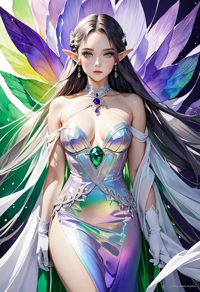 Hada, color verde esmeralda, with holographic wings