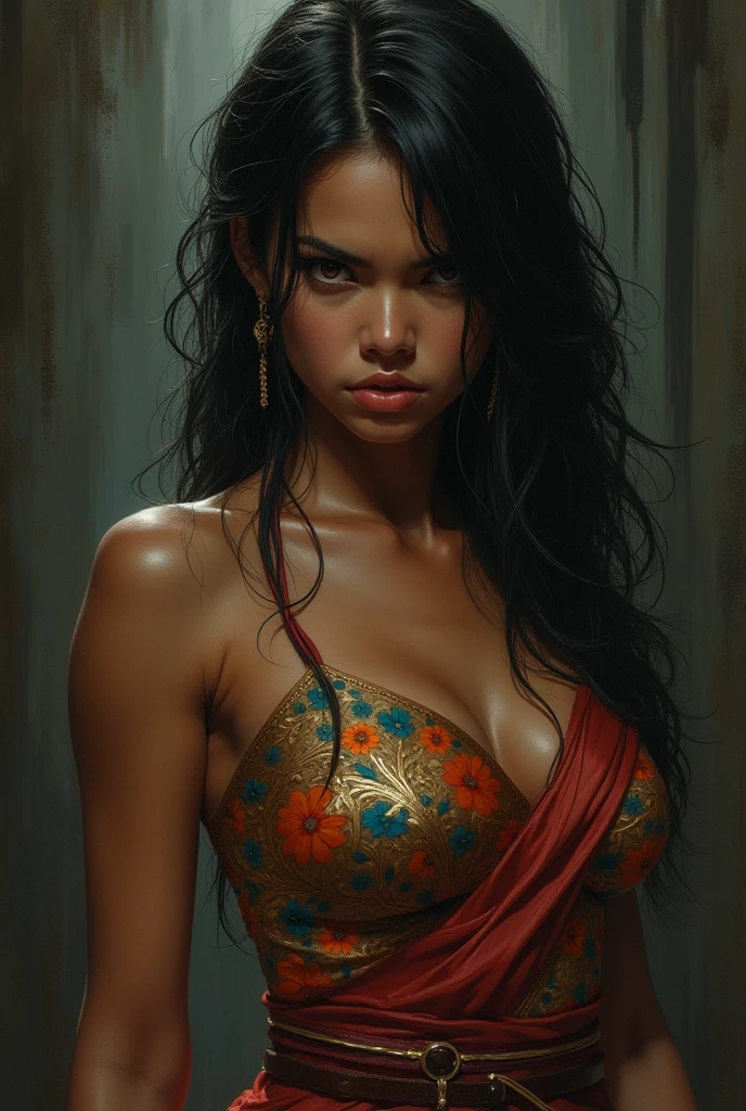 Long black hair gril, face pretty, dress saree indian gril, skin tone white, boby shap curve, vary realistic
