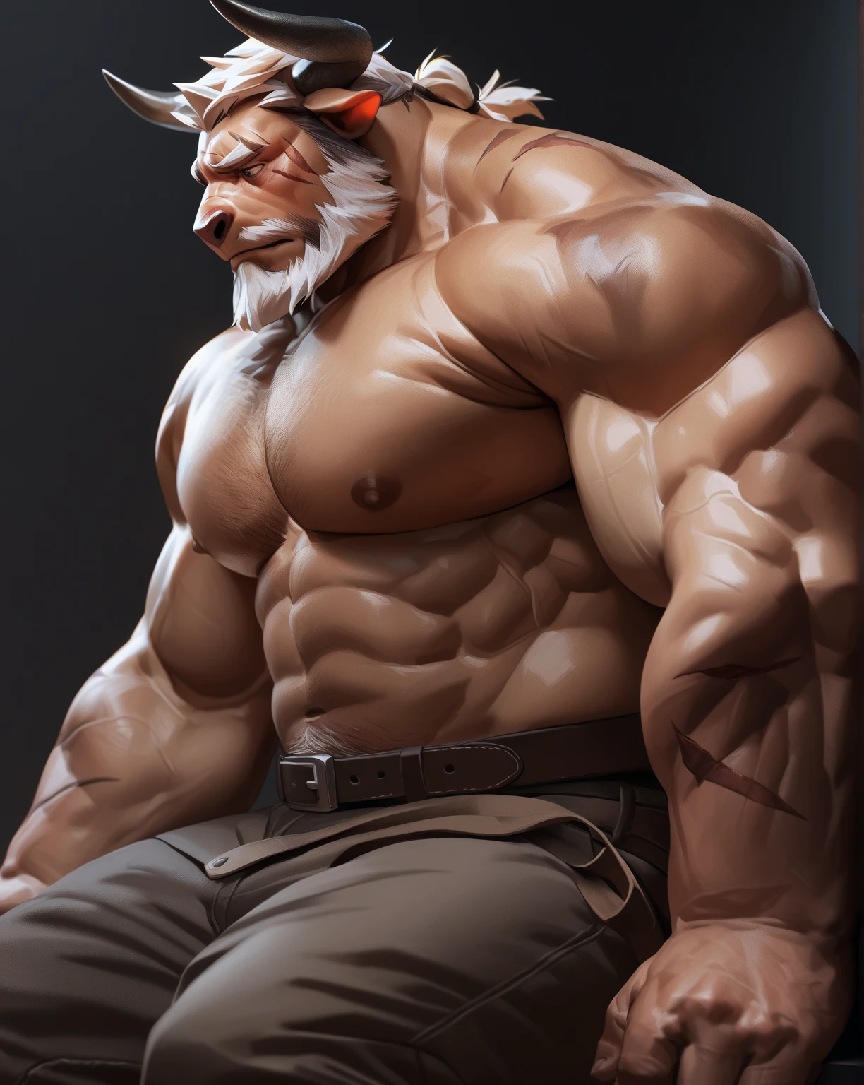 By taran fiddler, one male, lion, a naked middle-aged lion laying down on a mattress, a lion spreading his legs on top of a bed while masturbating, beard, expressive facial expression, shocked face and wide eyes, looking at viewer, dad body type, inside of a tent, dynamic angles, dynamic posing.